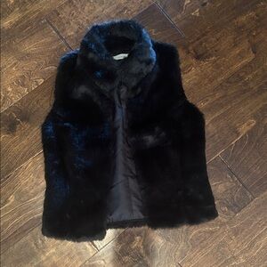 Costa Blanca Black Faux Fur Vest